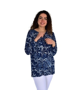 Kadın Yaprak Desen Baskılı Viscon Bluz BGL-ST04283