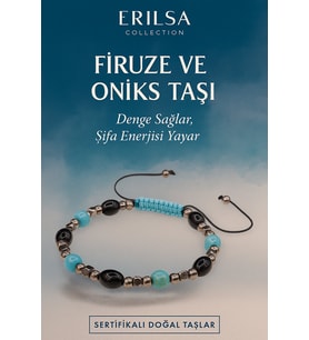 Sertifikalı Firuze ve Oniks Taşı Bileklik – Dengeleyici Şifa Enerjisiyle Özel Tasarım (Çok Renkli)