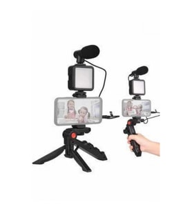 Mey İthalat® Telefon Tutucu Mini Mikrofonlu Tripod Vlog Çekim Video
