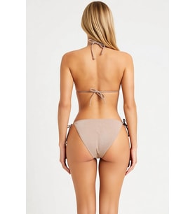 Kadın Bikini Takımı Simli Üçgen Kap Tokalı Normal Bel Slip Alt Ayarlanabilir Askılı Örme Kumaş