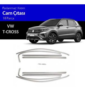 VW T-Cross Cam Çıtası Komple Set Çerçevesi Kromu Nikelajı
