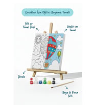 Balon Temalı Çocuk Boyama Tuvali – Şövaleli Eğitici Boyama Seti 20x20 cm