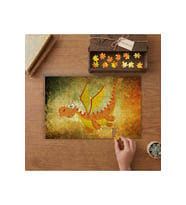 Sevimli Sarı Ejderha Tasarımı 240 parça Ahşap Puzzle Ahşap Kutuda MP09138