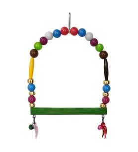 Renkli Boncuklu Ve Çanlı Muhabbet Kuşu Salıncağı 10-11.5 cm Renkli