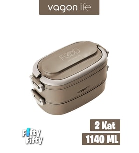Vagonlife 1140 ML 2 Kat Paslanmaz Çelik Çorba Kaseli Bento Lunch Box Yeni Nesil Sefer Tası -FFLBOX10403