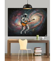 Astronot Gitar Çalıyor Dekoratif Kanvas - Mdf Ahşap Tablo
