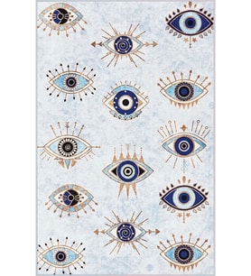 Eliana Home Baskılı, Yıkanabilir Kaymaz Taban Salon Halısı LNA0407 100x150 cm (Mavi)