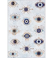Eliana Home Baskılı, Yıkanabilir Kaymaz Taban Salon Halısı LNA0407 100x150 cm (Mavi)