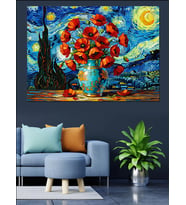 Van Gogh Tarzı Çiçekler Dekoratif Kanvas - Mdf Ahşap Tablo