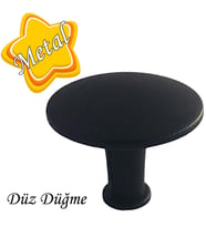 Düz Düğme Siyah Kulp Mobilya Çekmece Dolap Kapak Kulbu Metal Kulp Aksesuarları Vidalı
