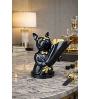 Lüks Bulldog Figürü Luxury Ofis Masaüstü Dekoratif Biblo Tasarım Ofis Masa Aksesuar Büyük Boy M3 (Siyah)