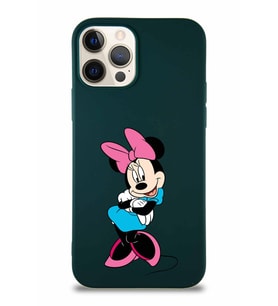 Apple iPhone 12 Pro Soft Premier Kapak Minnie Mouse-D Tasarımlı Silikon Kılıf - Yeşil (Şeffaf)
