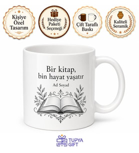 İlham Verici Alıntılarla Süslenmiş Edebi Tasarım Çay Kupası Hediye Bardak