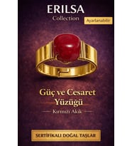 Sertifikalı Kırmızı Akik Doğal Taş Yüzük – Güç ve Cesaret Enerji Ayarlanabilir (Çok Renkli)