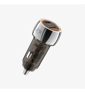 C436 Şeffaf 55W Çift PD (30W) & QC (25W) Araç Şarj Süper Hızlı Araç Şarj Cihazı (Siyah)