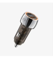 C436 Şeffaf 55W Çift PD (30W) & QC (25W) Araç Şarj Süper Hızlı Araç Şarj Cihazı (Siyah)