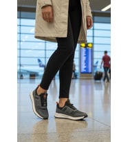 Walkway Siyah Hafif Esnek Kilit Bağcıklı Unisex Spor Ayakkabı Nans 6006 G (Füme)