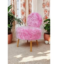 Tekli koltuk, uzun tüylü, pembe peluş, makyaj berjeri , dekoratif mekan koltuk,