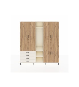 Hyperion Dolap 14 Raflı 4 Çekmeceli Tek Askılı 220x44x243 Aytaşı-Çam/Aytaşı
