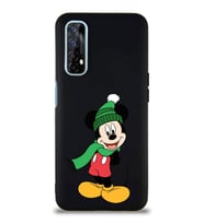 Realme 7 Soft Premier Kapak Mickey Mouse-G Tasarımlı Silikon Kılıf - Siyah (Şeffaf)