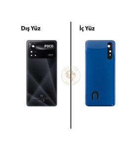 Poco X4 Pro Siyah Arka Pil Kapağı Batarya Kapağı Lazer Kesim Back Cover