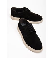 Hakiki Deri Süet Erkek Günlük AYkkabı Siyah Bağlı Bej Taban