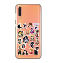 Samsung Galaxy A70 Uyumlu Anime Sticker Tasarımlı Şeffaf Telefon Kılıfı