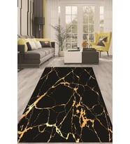 Dijital Kaymaz Taban Yıkanabilir Modern Renkli Salon Halısı Mutfak Halısı Yolluk ND-HT-797 (Siyah)