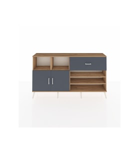 Arges Konsol 6 Raflı Tek Çekmeceli 2 Kapaklı 176x30x99 Çam-Antrasit