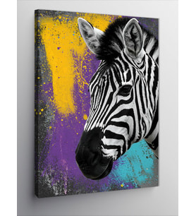 Kanvas Tablo Renkli Zebra Çizimi