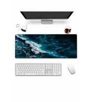 SonicTouch Klavye Mousepad 32x70cm Dikişsiz Pürüzsüz Sıvı Geçirmez Kaymaz Taban Mavi Derinlik