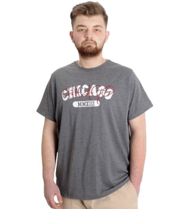 Mode XL Büyük Beden Erkek T-shirt CHICAGO 23105 Antramelanj