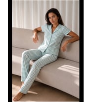Night Kadın Loose Uzun Paça Pamuk Pijama Takımı
