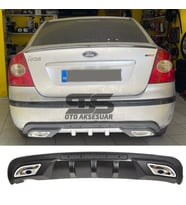 Ford Focus 2 Sedan Difüzör Arka Tampon Eki 2 Egzoz Çıkışlı Siyah