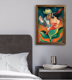 BK Gift Yatak Odası Konseptli Doğal Masif Ahşap Çerçeveli Tablo 45x65cm-26