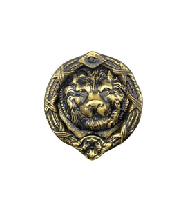 Antika Tarz Dekoratif Pirinç Aslan Kapı Tokmağı, Taktak - 185 mm, Antik