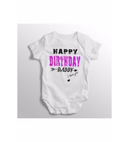 Happy Birthday Daddy I Love You Kız Yazılı Baskılı Bebek Zıbını