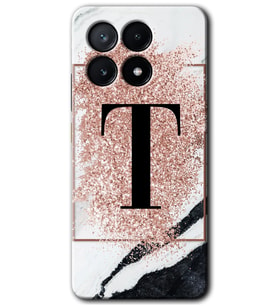 Poco x6 Pro Kılıf HD Desen Baskılı Kılıf - Pembe Mermer Desenli T Harfi