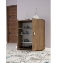Modilayn 2 Kapaklı 4 Raflı Ayakkabılık Çok Amaçlı Dolap Ofis Dolabı  (Ceviz)