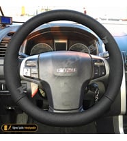 Isuzu D-Max RT50 Dikme Direksiyon Kılıfı Premium Komple Delikli Deri Siyah Dikiş V-Cross-Limited-Tuşlu 2012-2017