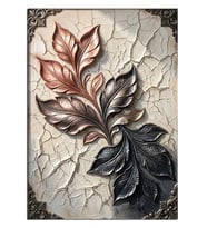 Kabartmalı Metal Yaprak Deseni Dekoratif Kanvas - Mdf Ahşap Tablo