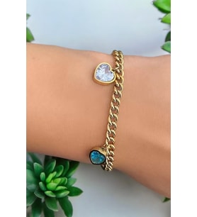 Renkli Kalpler Charm Çelik Bileklik
