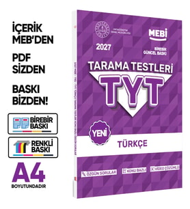 2027 YKS-TYT MEBİ-OGM Türkçe Özgün Tarama Testleri Kitabı A4 Boyut Renkli Görsel BASKI ÜCRETİ