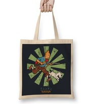 Tintin Retro Japanese Bez Çanta Uzun Saplı