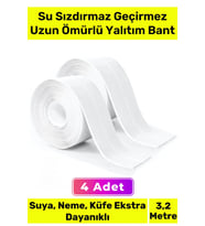 Ekstra Güçlü Su Geçirmez Sızdırmaz Dayanıklı Yalıtım Tamir Küf Önleyici Beyaz Bant 3.2m - 4 Adet