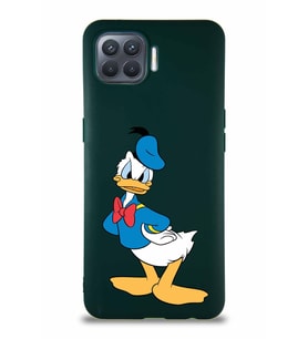 Oppo Reno 4 Lite Soft Premier Kapak Donald Duck-D Tasarımlı Silikon Kılıf - Yeşil (Şeffaf)