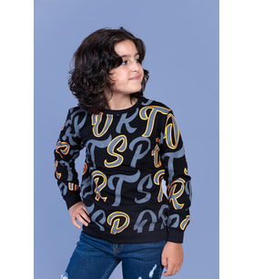 Toontoy Erkek Çocuk Komple Baskılı Sweatshirt (Siyah)