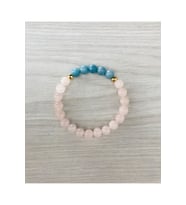 MK TASARIM Gerçek Pembe Kuvars, Mavi Kuvars Taşı Bileklik MK100153 (Çok Renkli)