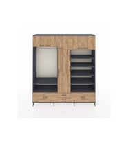 Hyperion Gardrop 18 Raflı 4 Çekmeceli Tek Askılı 220x44x243 Antrasit-Çam/Çam
