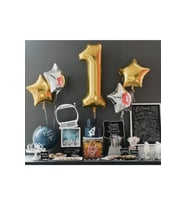 Yıldızlı Gold 1 Rakam Balon Seti M405